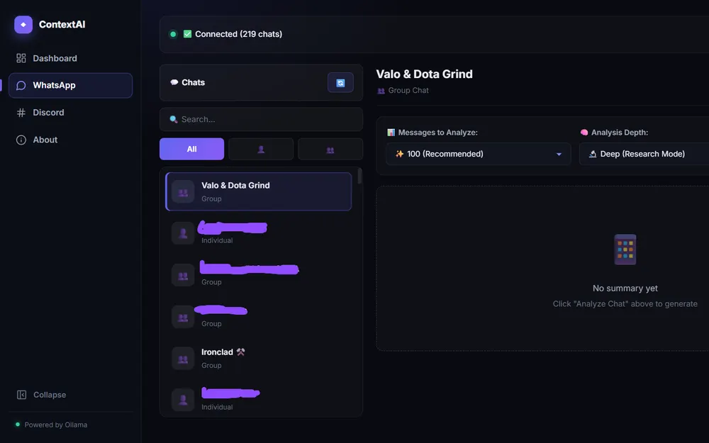 ContextAI interface